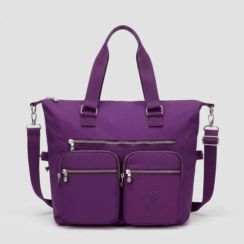 Borsa a tracolla in nylon impermeabile da donna - Borsa a mano grande, borse a tracolla