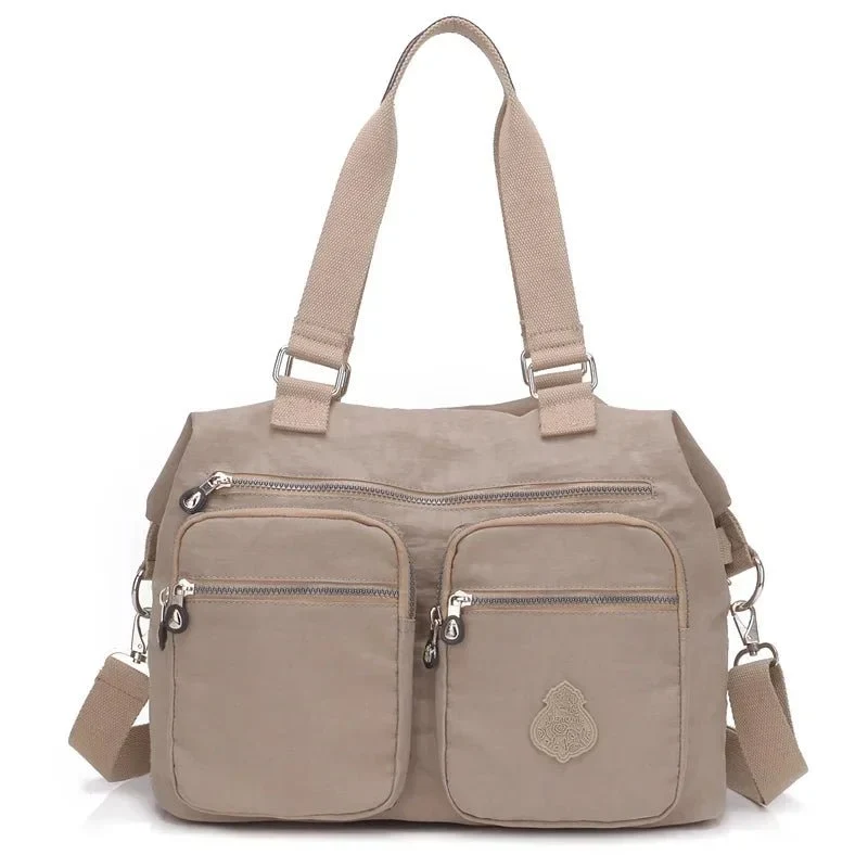 Borsa a tracolla in nylon impermeabile da donna - Borsa a mano grande, borse a tracolla