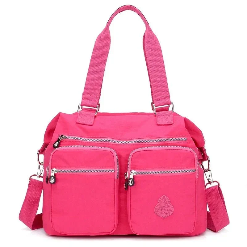Borsa a tracolla in nylon impermeabile da donna - Borsa a mano grande, borse a tracolla