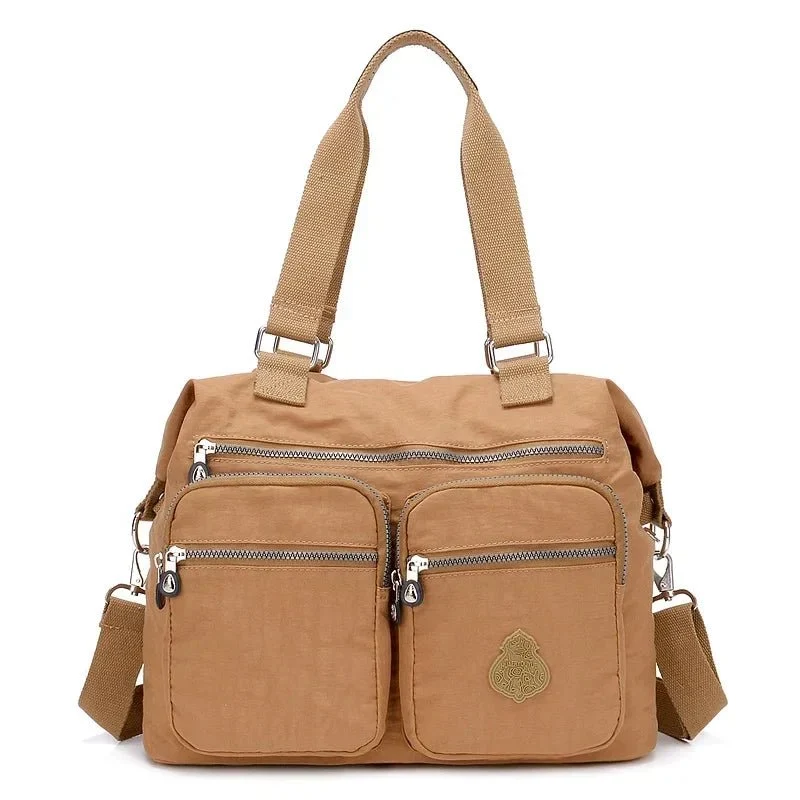 Borsa a tracolla in nylon impermeabile da donna - Borsa a mano grande, borse a tracolla