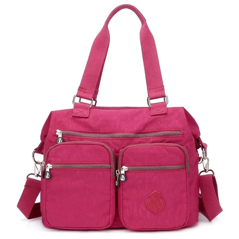 Borsa a tracolla in nylon impermeabile da donna - Borsa a mano grande, borse a tracolla