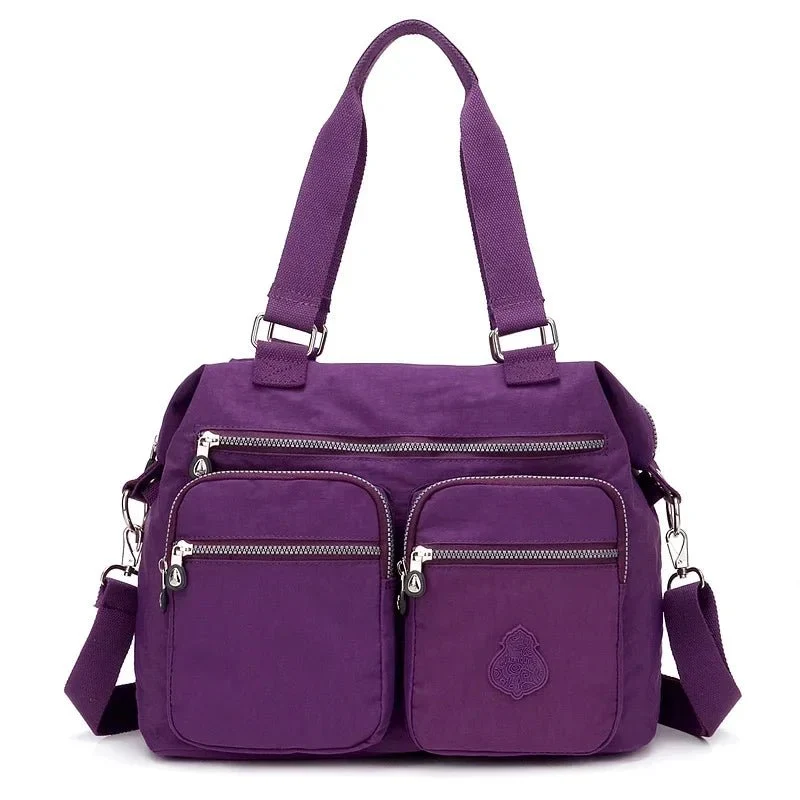 Borsa a tracolla in nylon impermeabile da donna - Borsa a mano grande, borse a tracolla