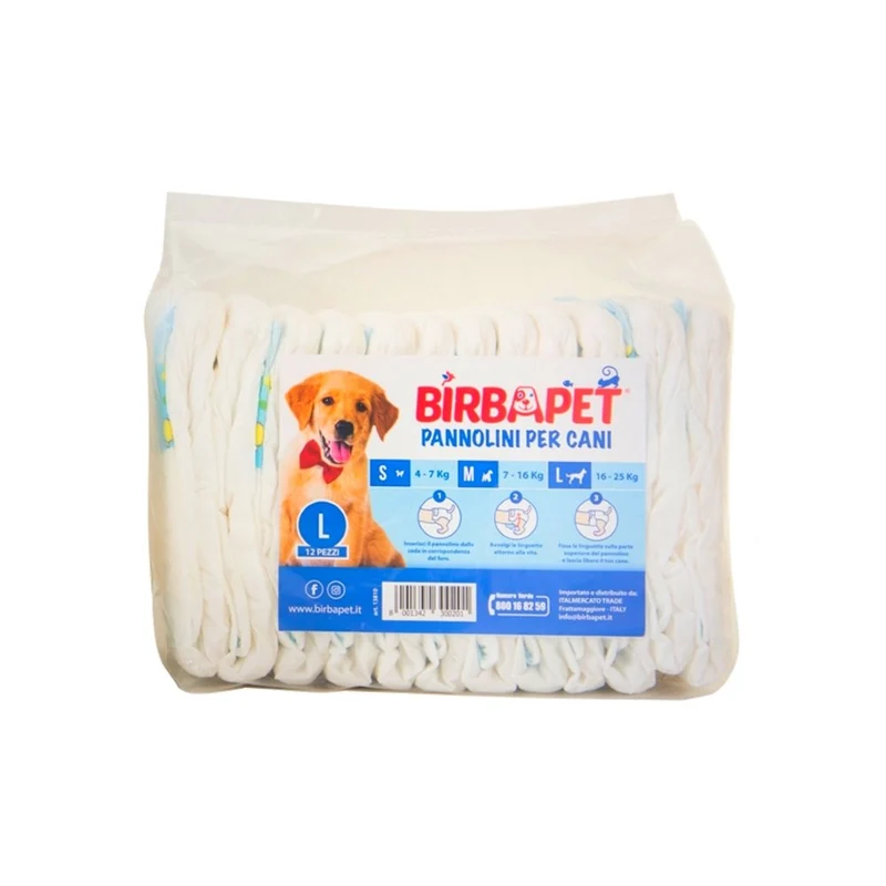 Birbapet Pannoli per cani Super assorbenti Taglia L 12 Pezzi