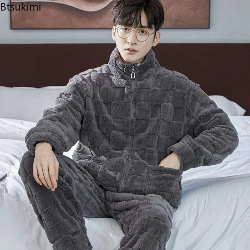 Completo pigiama da uomo in flanella - Morbido abbigliamento da notte per accoglienti notti autunnali e invernali