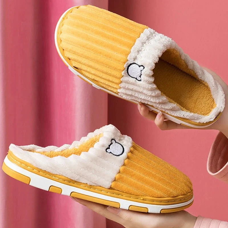 Pantofole in morbido cotone per uomo e donna - Calzature invernali antiscivolo in peluche per coppie
