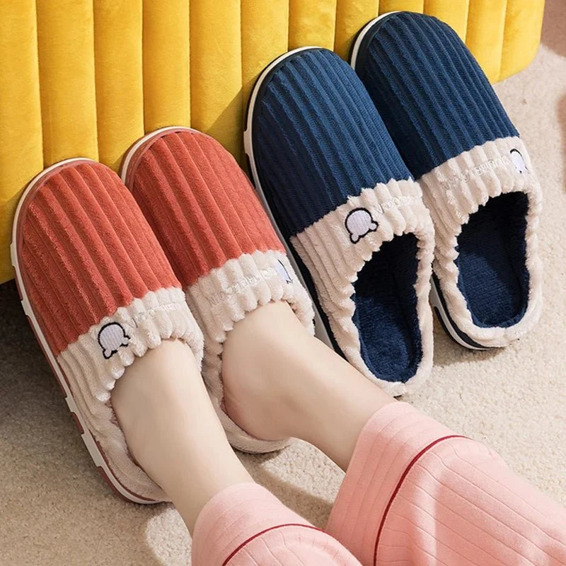 Pantofole in morbido cotone per uomo e donna - Calzature invernali antiscivolo in peluche per coppie