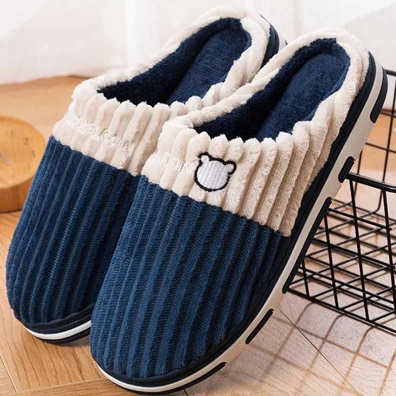 Pantofole in morbido cotone per uomo e donna - Calzature invernali antiscivolo in peluche per coppie