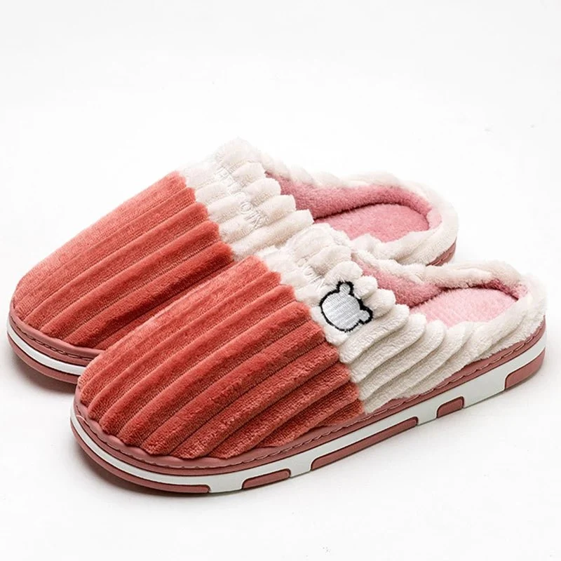 Pantofole in morbido cotone per uomo e donna - Calzature invernali antiscivolo in peluche per coppie