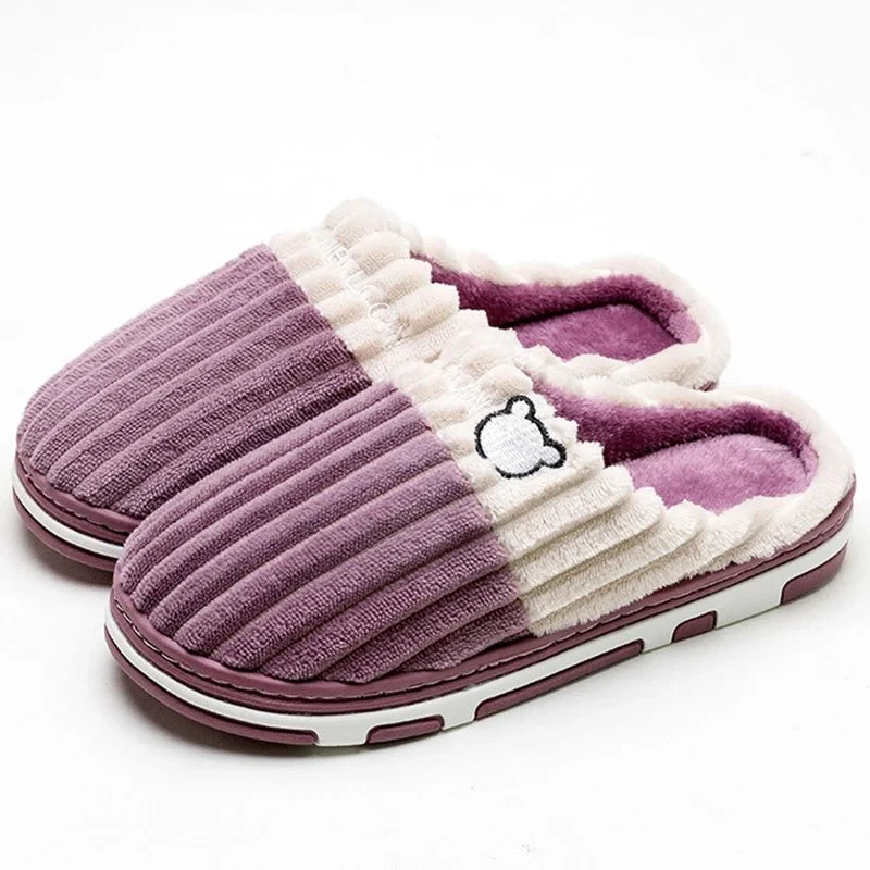 Pantofole in morbido cotone per uomo e donna - Calzature invernali antiscivolo in peluche per coppie