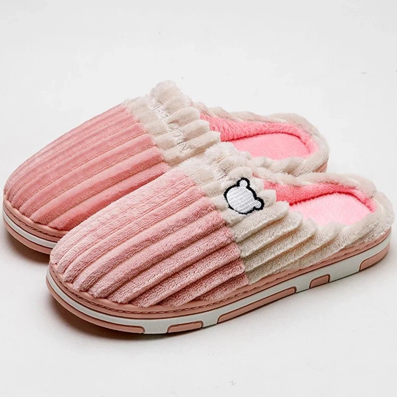 Pantofole in morbido cotone per uomo e donna - Calzature invernali antiscivolo in peluche per coppie