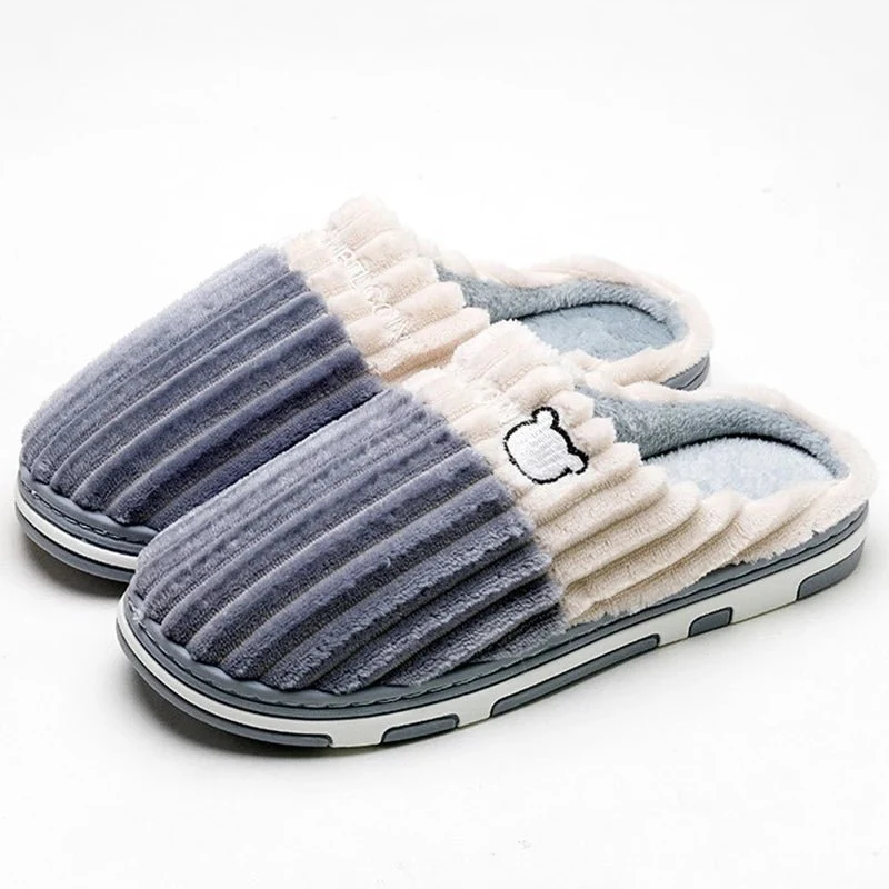 Pantofole in morbido cotone per uomo e donna - Calzature invernali antiscivolo in peluche per coppie