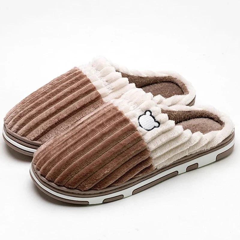 Pantofole in morbido cotone per uomo e donna - Calzature invernali antiscivolo in peluche per coppie