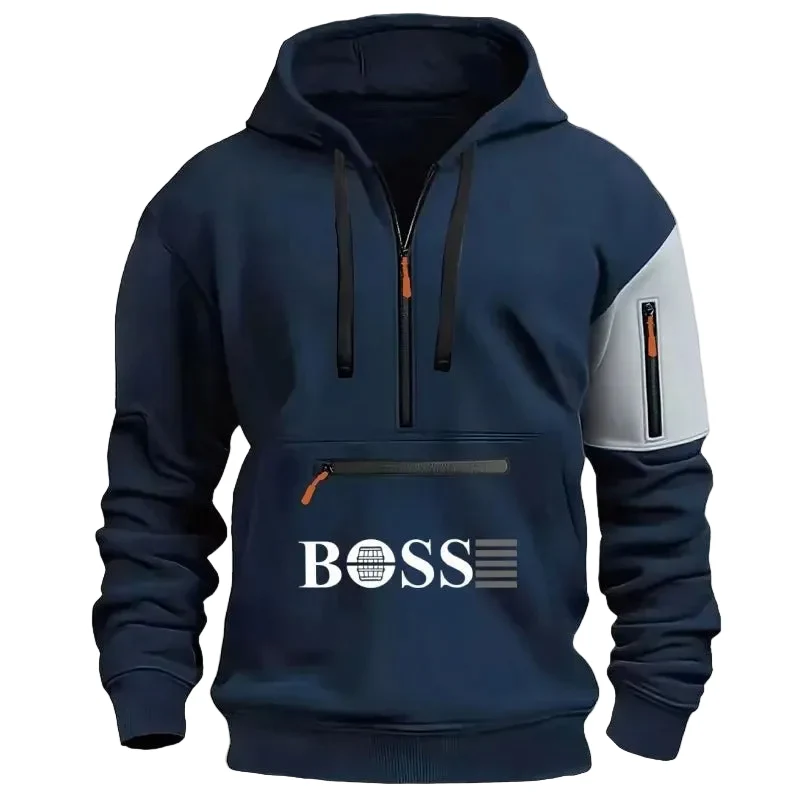 Felpa con cappuccio da uomo per sport invernali con logo personalizzato - Felpa con zip