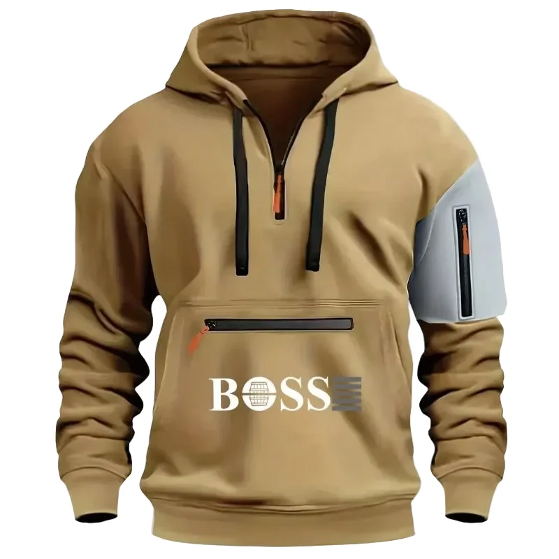 Felpa con cappuccio da uomo per sport invernali con logo personalizzato - Felpa con zip
