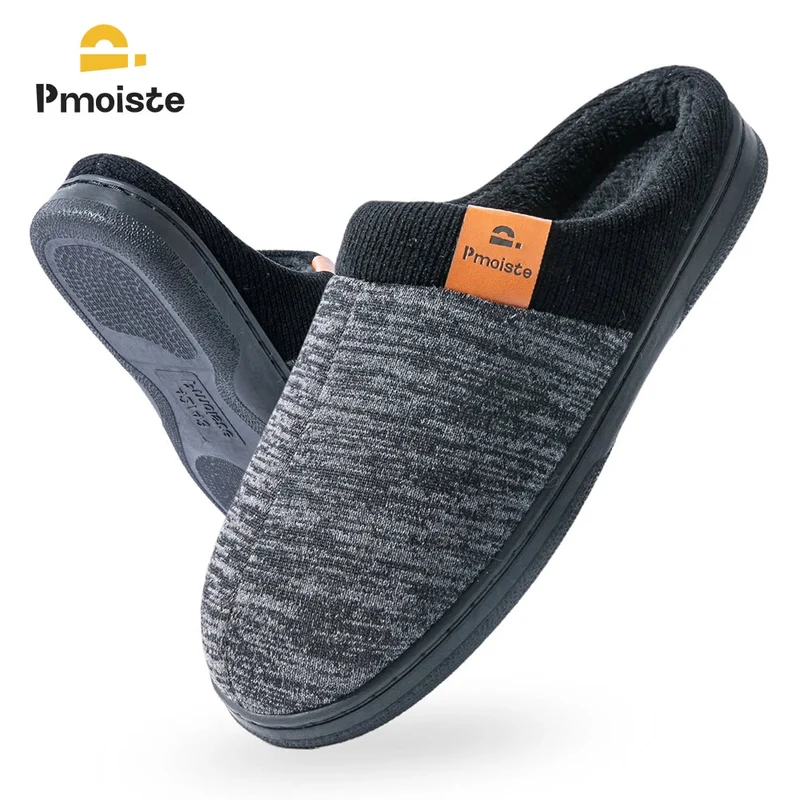 Pantofole da casa di lusso Pmoiste con memory foam per uomo - Calde e morbide pantofole invernali antiscivolo con imbottitura in TPR.