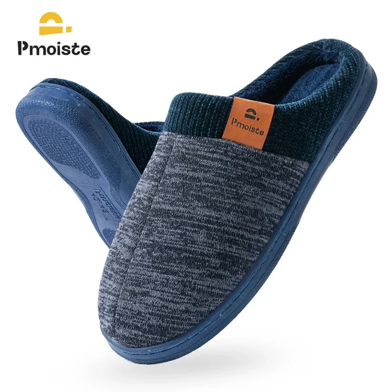 Pantofole da casa di lusso Pmoiste con memory foam per uomo - Calde e morbide pantofole invernali antiscivolo con imbottitura in TPR.