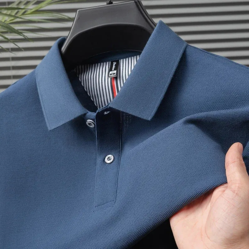Polo da uomo di alta qualità per l'estate - T-shirt a righe tinta unita