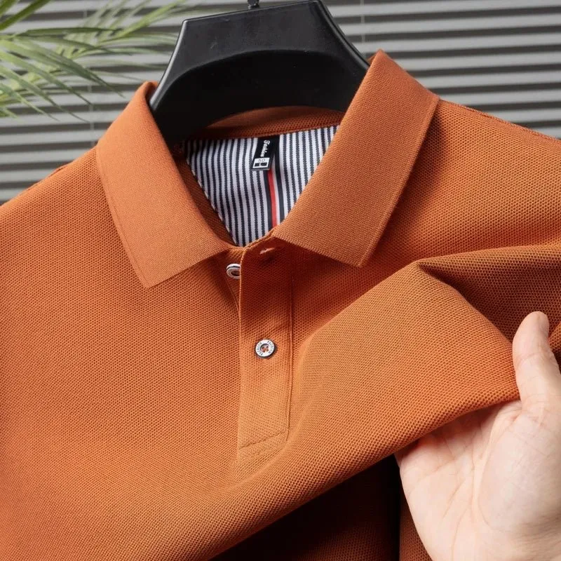 Polo da uomo di alta qualità per l'estate - T-shirt a righe tinta unita