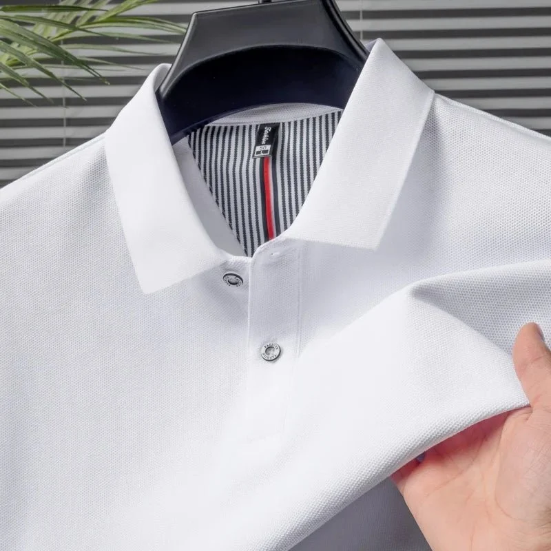 Polo da uomo di alta qualità per l'estate - T-shirt a righe tinta unita