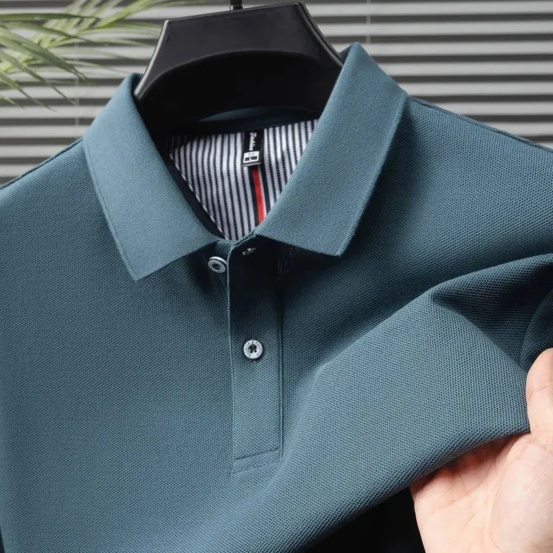Polo da uomo di alta qualità per l'estate - T-shirt a righe tinta unita