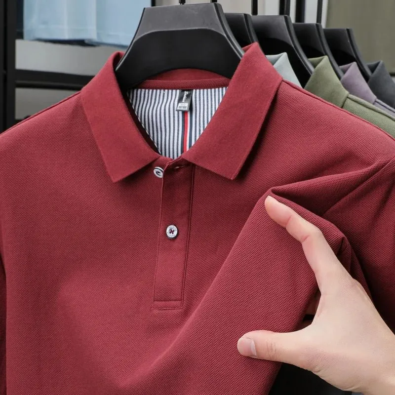 Polo da uomo di alta qualità per l'estate - T-shirt a righe tinta unita