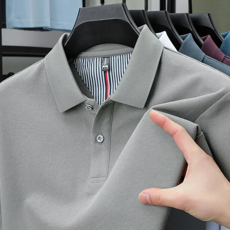 Polo da uomo di alta qualità per l'estate - T-shirt a righe tinta unita