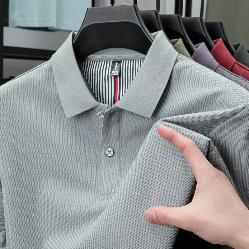 Polo da uomo di alta qualità per l'estate - T-shirt a righe tinta unita