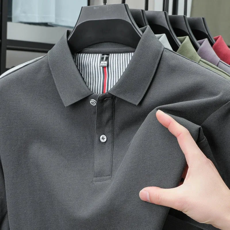 Polo da uomo di alta qualità per l'estate - T-shirt a righe tinta unita