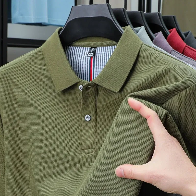 Polo da uomo di alta qualità per l'estate - T-shirt a righe tinta unita