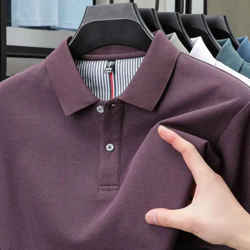 Polo da uomo di alta qualità per l'estate - T-shirt a righe tinta unita