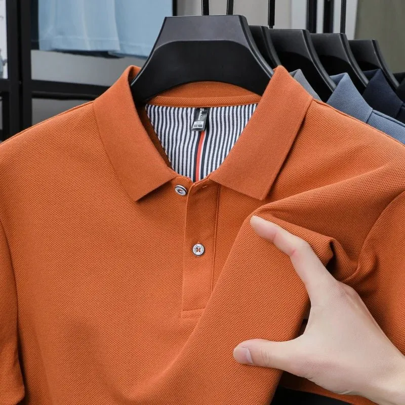Polo da uomo di alta qualità per l'estate - T-shirt a righe tinta unita