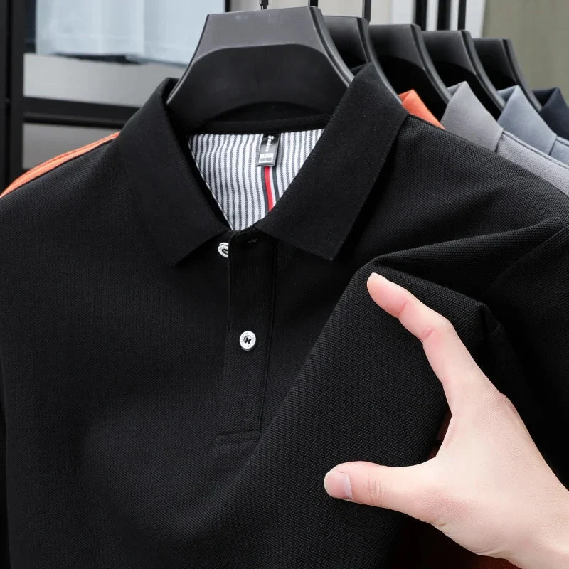 Polo da uomo di alta qualità per l'estate - T-shirt a righe tinta unita