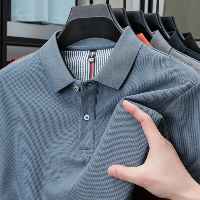 Polo da uomo di alta qualità per l'estate - T-shirt a righe tinta unita