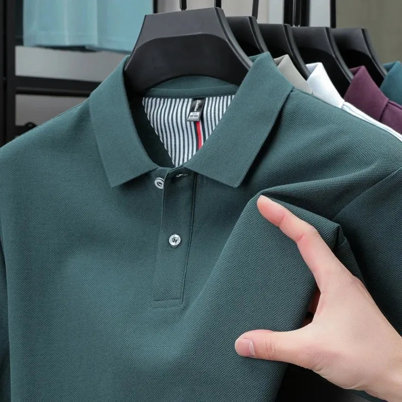 Polo da uomo di alta qualità per l'estate - T-shirt a righe tinta unita