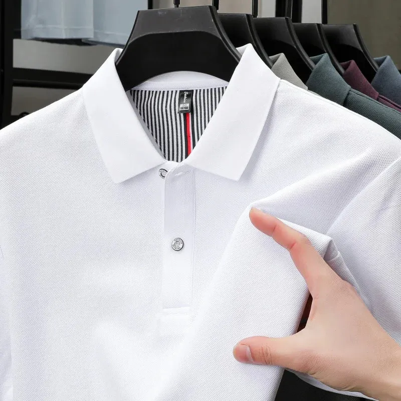 Polo da uomo di alta qualità per l'estate - T-shirt a righe tinta unita