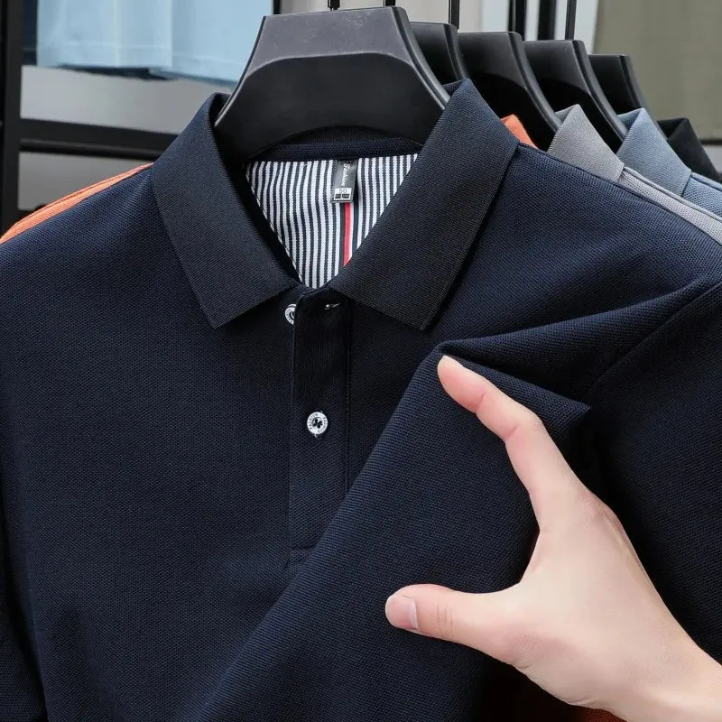 Polo da uomo di alta qualità per l'estate - T-shirt a righe tinta unita