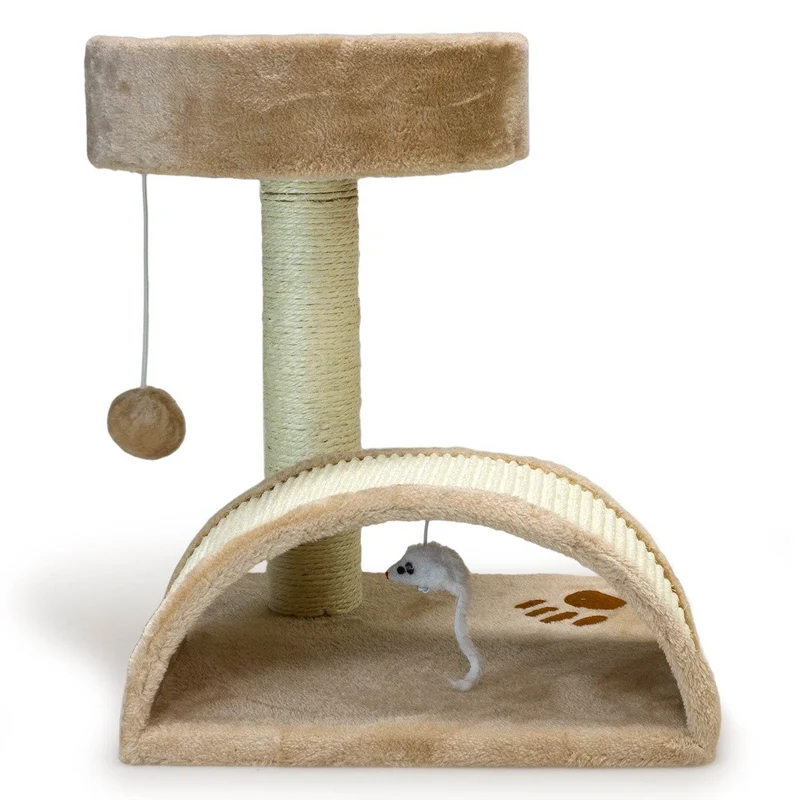 Rascador con poste y arco beige. Altura 50 cm