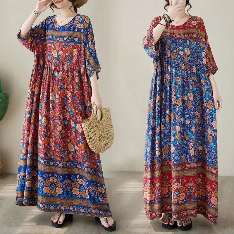 Versatile abito lungo bohémien taglie forti: eleganza senza sforzo per ogni occasione.