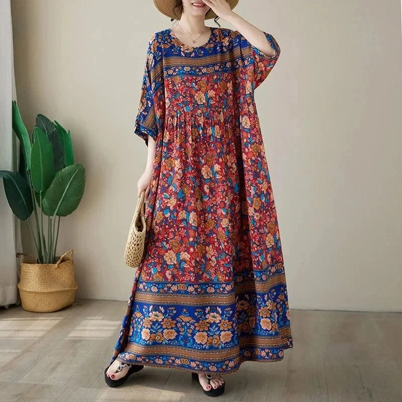 Versatile abito lungo bohémien taglie forti: eleganza senza sforzo per ogni occasione.