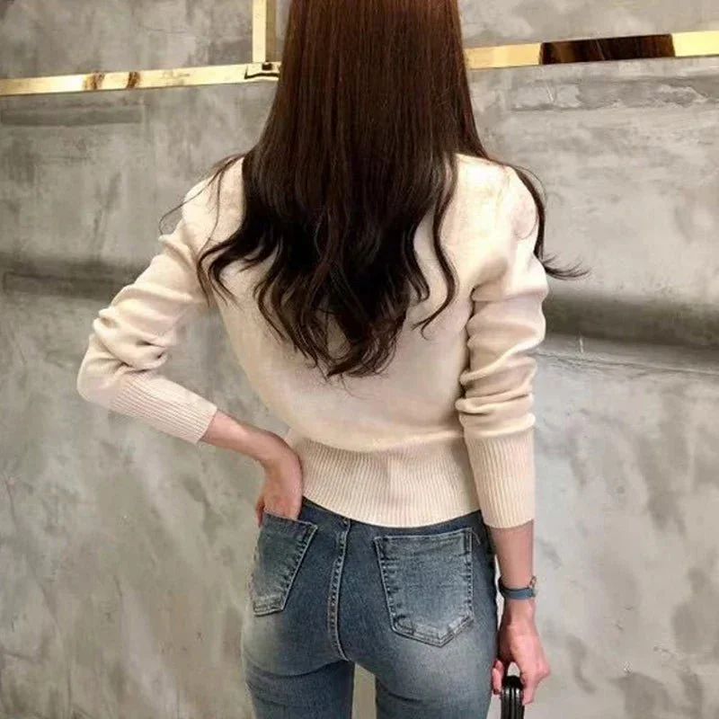 Cardigan autunnale da donna lavorato a maglia - Elegante cappotto monopetto dalla vestibilità slim