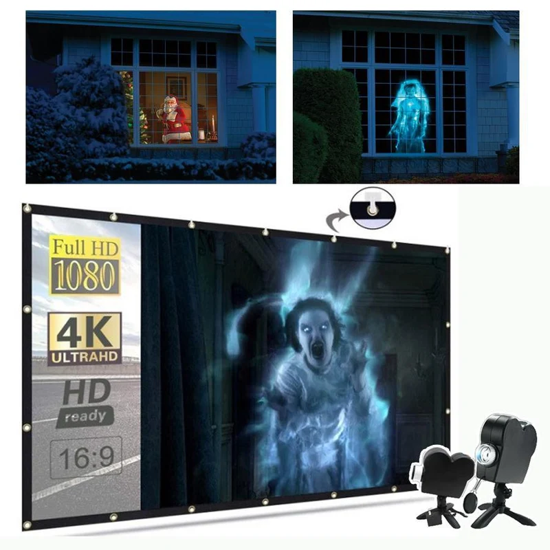 Halloweenprojector – Tien projectievideo's met statief en audio-aansluiting
