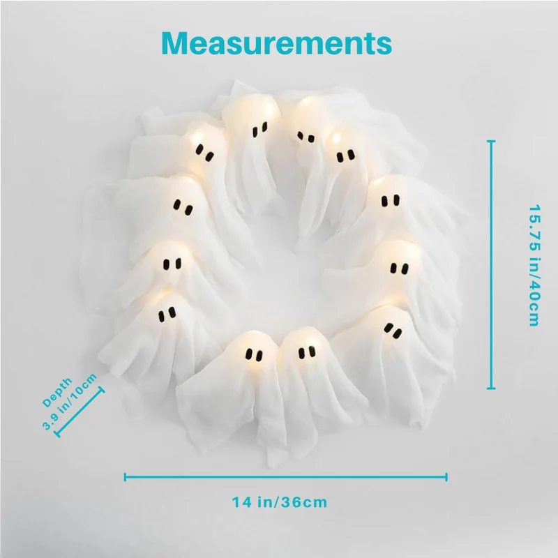 Halloweenkrans – 61 cm met kunstbladeren en 20 warmwitte ledlampjes