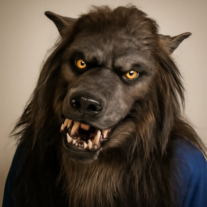 Weerwolfmasker – Volledig hoofdmasker van latex met vacht en scherpe tanden