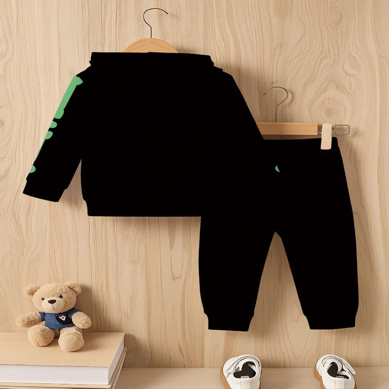Peuterkostuum – Hoodie en broek met skeletprint die in het donker gloeit