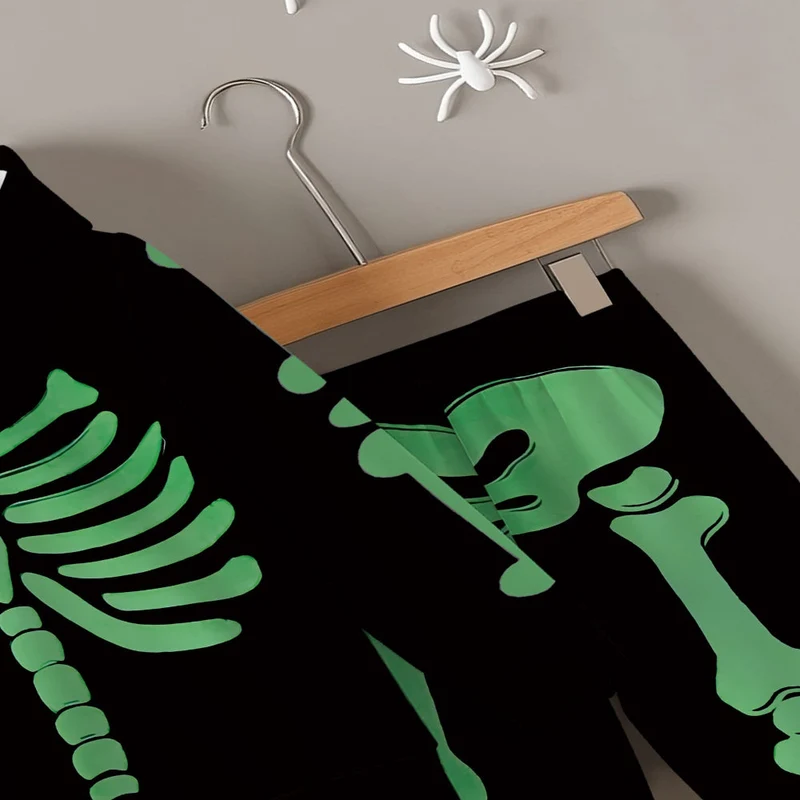 Peuterkostuum – Hoodie en broek met skeletprint die in het donker gloeit