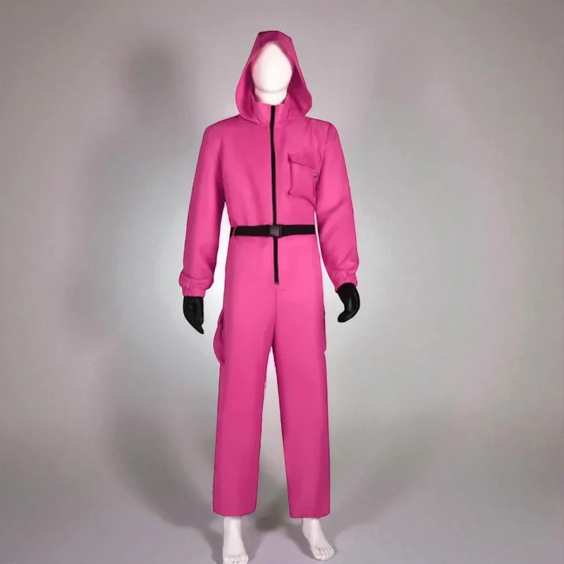 Bewakerskostuum – Jumpsuit met capuchon, handschoenen en geometrisch masker