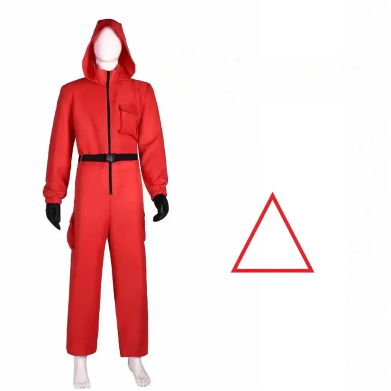 Bewakerskostuum – Jumpsuit met capuchon, handschoenen en geometrisch masker