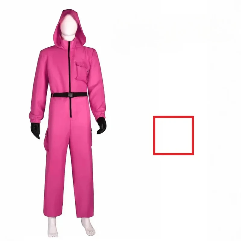 Bewakerskostuum – Jumpsuit met capuchon, handschoenen en geometrisch masker