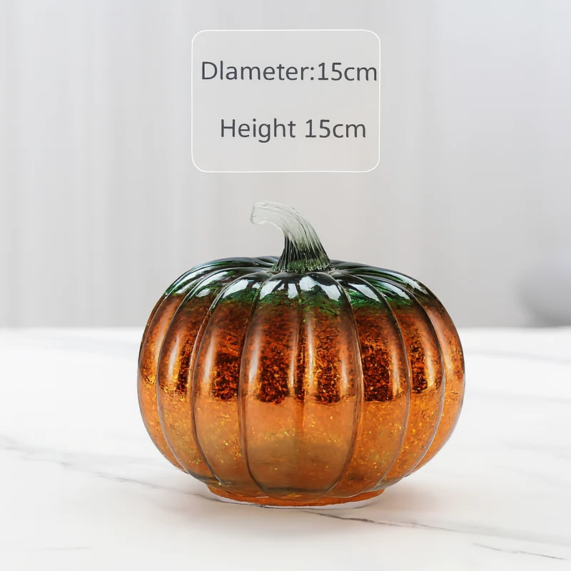 Glazen pompoenlampjes – Warm ledlicht met zesuurstimer voor binnen