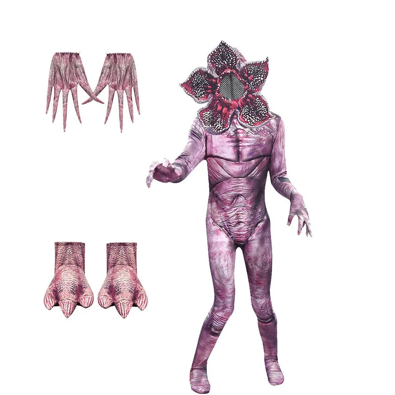 Monsterkostuum – Volledig pak met masker, klauwhandschoenen en rugrits